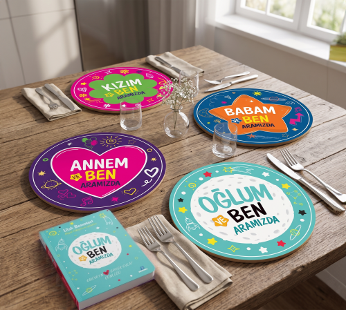 Oğlum ve Ben Aramızda Günlük ve Aramızda 4'lü Supla Seti UV Baskı 30 cm MDF