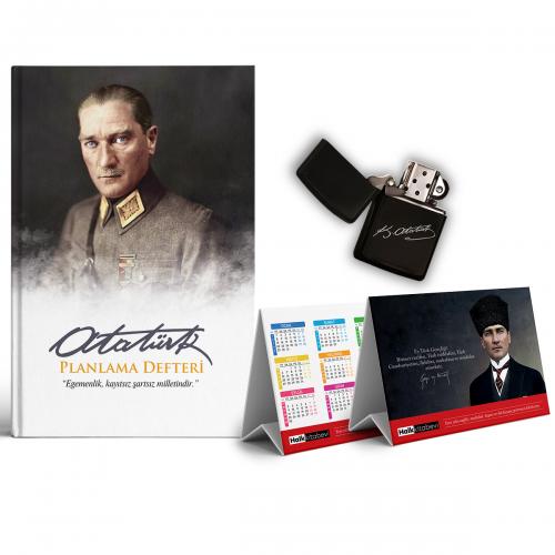 Önder Süresiz Planlama Defteri ve Benzinli Çakmak Piramit Takvim Seti