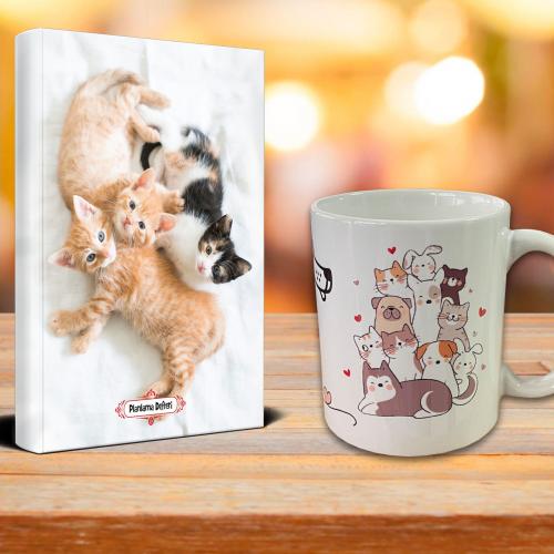 Oyuncu Kediler Ajanda Mutlu Kediler Kupa Seti - Halkkitabevi