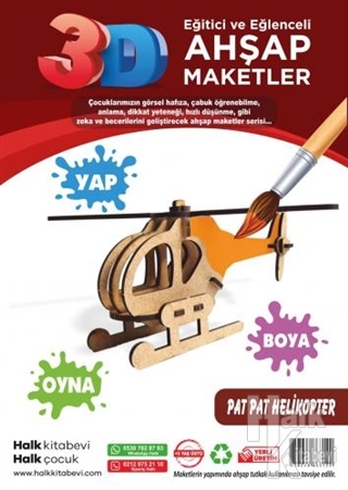 Pat Pat Helikopter Ahşap Maket - Halkkitabevi