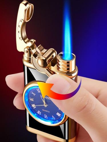 Premium Saatli Çakmak - Rüzgara Dayanıklı Jet Alevi - Halkkitabevi