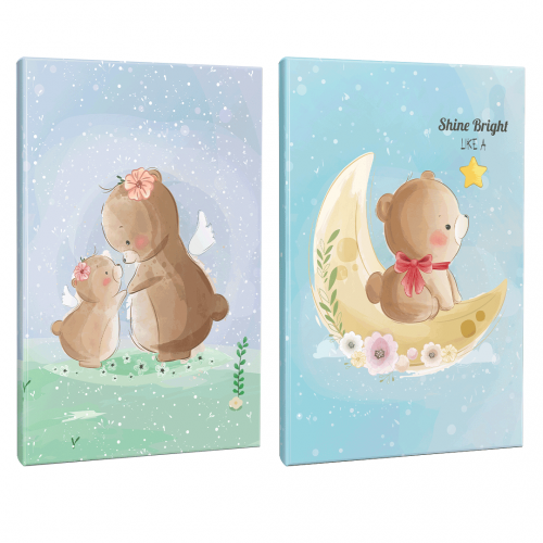 Sevimli Ayıcıklar 2li 64 Sayfa Çizgili Okul Defteri Seti -2 - Halkkita