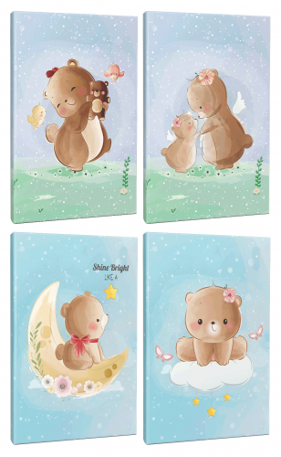 Sevimli Ayıcıklar 4lü 64 Sayfa Çizgili Okul Defteri Seti -1 - Halkkita