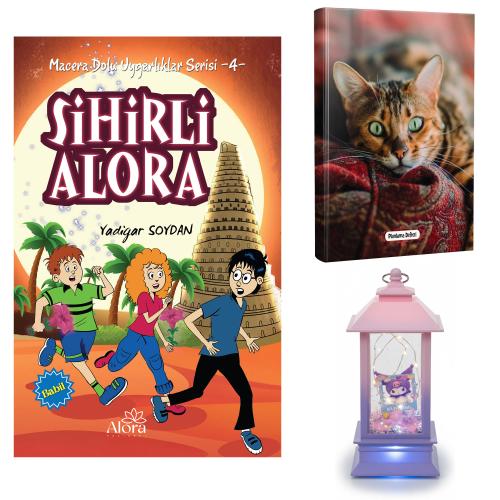 Sihirli Alora - Şaşkın Kedi Planlama Defteri ve Kuromi Temalı Fener Tipi Işıklı Kar Küresi