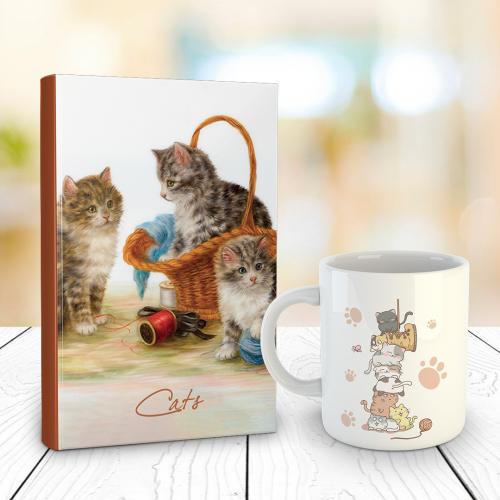 Tekir 128 Sayfa Çizgili defter ve Kedi Kulesi Kupa Bardak