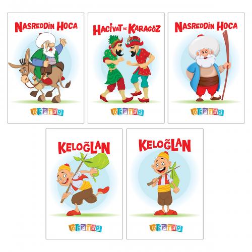 Türk Karakterler 5'li 64 Sayfa 13,5 x19,5cm Okul Defteri - Halkkitabe