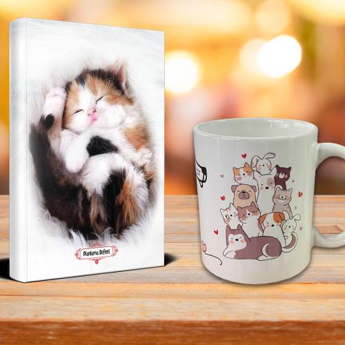 Uykucu Kedi Ajanda Mutlu Kediler Kupa Seti - Halkkitabevi