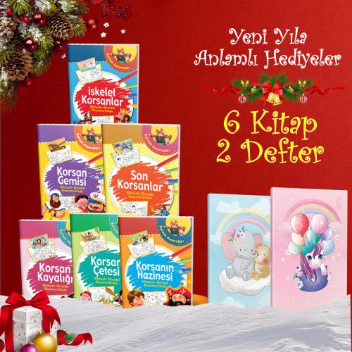 Korsanlar Boyama Seti - 6 Kitap  2  Defter -1