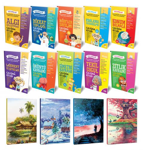 Zeka Soruları 10lu Kitap Seti ve 4 Defter -3